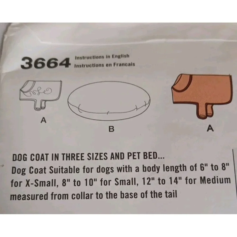 Dog Sewing Patterns‎ Seasonal Costumes Coat Pet Bed Various Sizes See Photos